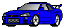 blue Nissan Skyline R34 GTR